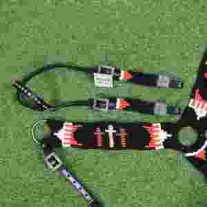 Conjunto de Cabezada y Pechopetral de Mohair Hecho a Mano con Cuero Argentino, Diseño de 3 Cruces, Correa Personalizable de 32 Pulgadas - Product Image 6