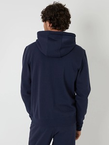 <b>Men's</b> <b>Navy</b> Blue Hooded Sweatshirt Cotton <b>Fleece</b> Pullover with Front Pocket Regular Fit Casual Autumn Hoodie - Product Image 2