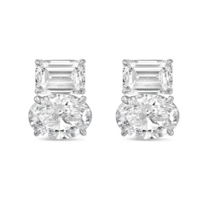 3 CT Lab Grown <b>Emerald</b> And Oval Diamond Earrings <b>Emerald</b> and Oval cut lab grown diamonds - Product Image 2
