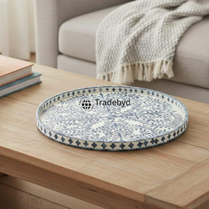 Bandeja Móvil Moderna Premium con Incrustaciones de Hueso, Hecha a Mano, para Comedor, Tradebyd - Product Image 3
