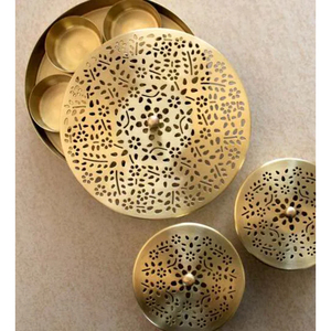 Premium Pure Brass Masala <b>Box</b> With 7 Detachable Compartments And Spoon Traditional Indian Spice Organizer With Exquisite Floral - Product Image 3