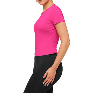 T-shirt en coton doux pour femmes, vente en gros, col rond décontracté, manches courtes, vêtements personnalisés avec logo - Product Image 5