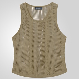 Men's <b>Black</b> <b>Knitted</b> Sleeveless <b>Tank</b> <b>Top</b> O-Neck Solid Color Breathable Casual Vest Summer Wear - Product Image 4