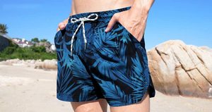 Pantalones cortos ligeros para hombre con estampado de palmeras, cintura elástica con cordón, para playa tropical, vacaciones de verano, camisa blanca colorida, camisa de verano para hombre - Product Image 3