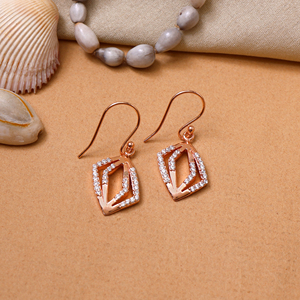 Rose Gold Plating <b>Diamond</b> Stud <b>Earrings</b> Women's Luxury Wedding For Wear Women's Cute Design <b>Dangle</b> Jewelry Bulk Everyday For Her - Product Image 3