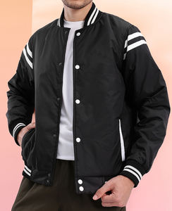 Chaqueta Varsity Clásica Personalizada, Estilo Bomber, Forro Polar, Uniforme Escolar de Béisbol, Cuello Alto, Logotipo Frontal - Product Image 1