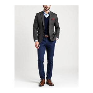 2025 New Fashion Men's <b>Suit</b> High-Design V-Neck OEM/ODM Service Hot Selling 3-Piece for Wholesale Plus Size Worsted 100% Wool - Product Image 1