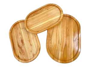 Rustic Acacia Wood Serving Tray Set - Handcrafted <b>Kitchen</b> & Home <b>Decor</b> - Product Image 2