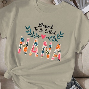Camiseta cómoda de punto de poliéster con estampado informal para mujer, Blessed to Be Called NANA - Product Image 4