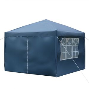 Tenda Pieghevole Blu 3x3m Impermeabile ad Angolo Retto con Due Porte e Due Finestre - Product Image 5