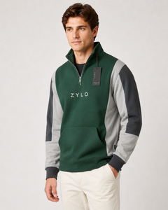 Sweat à capuche zippé pour homme, en polaire d'hiver, coupe oversize à épaules tombantes, color block, avec logo brodé personnalisé et appliqué, 100% coton, OEM - Product Image 5