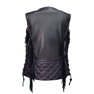Women's <b>Leather</b> Motorcycle Vest Vintage Biker Style V-Neck Slim Fit <b>Sleeveless</b> Outerwear Waterproof Windproof Fashion Pockets - Product Image 4