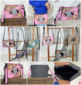 Sac bandoulière mini en cuir véritable matelassé tendance 2026, motif à carreaux rose et blanc, en cuir de vachette, pour femme - Product Image 3