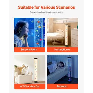 Tube à bulles sensorielles de 3,3 pieds avec 10 poissons flottants, 16 effets de couleur, lampe d'aquarium télécommandée, lampe à bulles sensorielle, lampes de table - Product Image 6