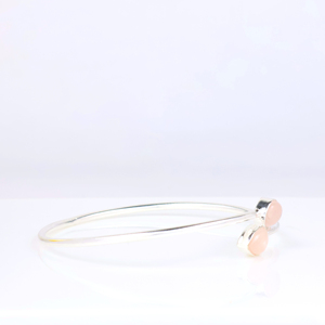 Wholesale Handmade 925 Sterling Silver Plated Natural Rose Quartz Gemstone Two <b>Stone</b> Teardrop Bypass Bangle <b>Bracelet</b> Elegant - Product Image 2