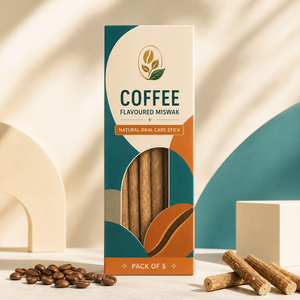 Palillo de cuidado bucal a base de hierbas con sabor a café, hecho con madera de miswak de primera calidad para dientes saludables, aliento fresco y cuidado dental diario. - Product Image 1