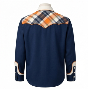 Camisa Vaquera Unisex con Estampado Floral, 100% Algodón, Manga Larga, Estilo Vintage Casual, Corte Ajustado, Ribete en Contraste, Personalizable con Bordado OEM, Estilo Rodeo - Product Image 4