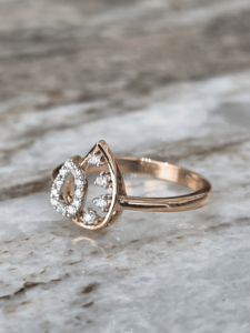 Anillo de Diamante Cultivado en Laboratorio con Forma de Lágrima, 0.12 Ct, Oro Rosa, Diseño Floral Calado, Engaste Pavé, Anillo Minimalista de Moda para Mujer - Product Image 4