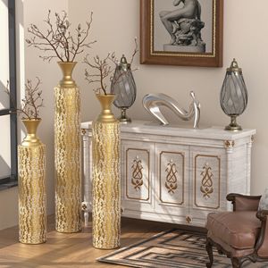 Vasi decorativi in metallo oro ad alta difficoltà vasi centrali con motivi a vite 3 pezzi Set 34 \ "29 \" 25 \ "per la decorazione della casa - Product Image 3