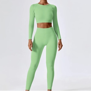Ensemble de yoga en gros, tenue de sport extensible 2 pièces, combinaison de fitness longue, tendance, performance, séchage rapide, ensembles de yoga écologiques - Product Image 5