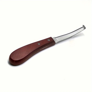 Cuchillos de doble filo para recortar pezuñas, cuchillo para pezuñas de caballo de acero inoxidable con mango de madera, herramienta para recortar pezuñas de ganado y ovejas - Product Image 4