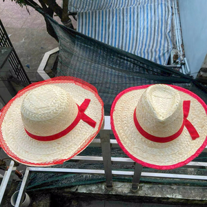 Sombrero de vaquero de ala grande de paja Natural listo para enviar uso para fiesta diaria boda esquí playa decoración granjeros regalo - Product Image 1