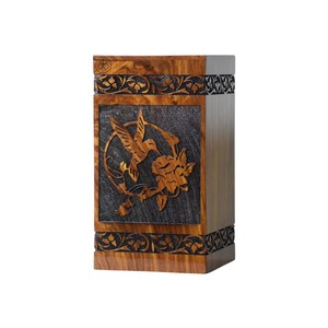 Urna funeraria artesanal de palisandro, caja de recuerdo de madera grabada, urna hecha a mano. - Product Image 6