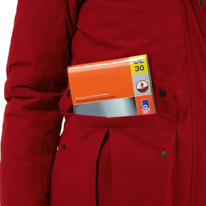 Women Red Quilted Parka <b>Jacket</b> With Fur Trim Hood <b>Waterproof</b> Winter Coat Full Sleeve Regular Length Polyester Wadding - Product Image 4