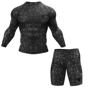 Conjunto Deportivo de 2 Piezas con Estampado Geométrico Personalizado, Compresión, Secado Rápido, Cuello Redondo, Manga Tres Cuartos, para Gimnasio, con Estampado Animal - Product Image 1