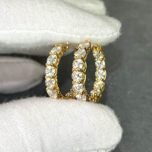 <b>Charm</b> <b>Earring</b> In VVS Moissanite Diamond 925 Silver <b>Hoop</b> <b>Earrings</b> Iced Out Round Cut Fashion Jewelry <b>For</b> Women Gift Luxury Trendy - Product Image 4