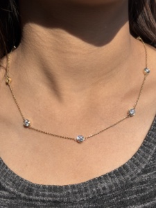 สร้อยคอเพชรแล็บโกรว์ทองคำแท้ 14K สำหรับผู้หญิง |   เพชร 8 เม็ด |   4.16 กะรัต |   สี E ระดับความสะอาด VVS |   ของขวัญงานแต่งงานขนาด 18 นิ้ว - Product Image 1