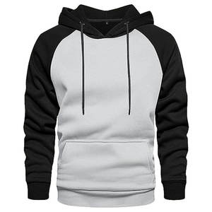 Proveedor de Sudaderas con Capucha de Felpa Gruesa 100% Algodón con Logo Personalizado al por Mayor, Sudaderas con Capucha Oversize con Mangas Raglán y Diseño Empalmado para Hombre - Product Image 1