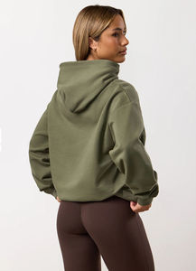 Conjunto Deportivo de 2 Piezas para Mujer, Color Caqui Cálido, Estilo Casual, con Sudadera y Pantalones de Felpa, Transpirable y Ecológico - Product Image 2