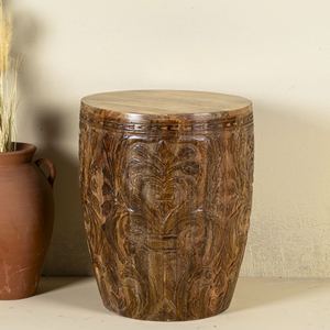 Mesa de Centro Redonda de Madera Sólida de Lujo Moderno Clásico Personalizada de Kusum Art con Diseño de Tallado Artesanal para Uso en el Hogar y Hoteles - Product Image 1