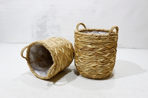 Panier en jonc de mer naturel, décoration d'intérieur, fait main, écologique, avec poignées - Product Image 3