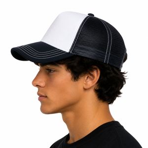 Gorra Trucker Unisex de 6 Paneles con Malla y Diseño de Color en Contraste, Ajustable con Cierre a Presión, para Uso Casual en las Cuatro Estaciones - Product Image 1