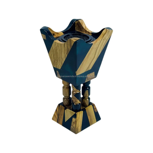 Brûleur d'encens Bakhoor artisanal en bois et résine avec coupelle en métal résistant à la chaleur, brûleur d'Oud arabe, parfum d'ambiance de luxe pour la maison, cadeau décoratif - Product Image 1