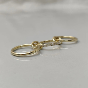 Yellow Gold Multi Link Connector <b>Ring</b> Round Cut Moissanite Sterling <b>Silver</b> Interlocking Engagement Wedding <b>Statement</b> <b>Ring</b> Set - Product Image 6