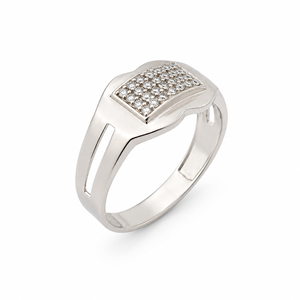 925 Sterling <b>Silver</b> <b>Mens</b> Diamond Pave Square Signet <b>Ring</b> Modern Minimalist Design High Polish Finish Wedding Party Daily Wear Gi - Product Image 2