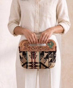 Genuine Leather <b>Small</b> Crossbody Wallet Saddle Shape Retro Print <b>Handbag</b> Adjustable Strap for Daily Use - Product Image 4