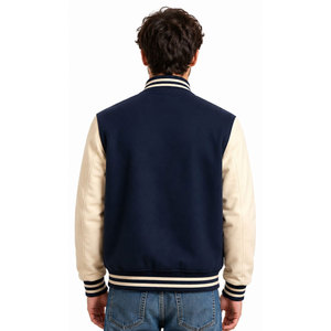 New Arrival Lettermen Jacket <b>Covered</b> <b>Button</b> Style Wool Fabric University Varsity Jacket Applique Regular Fit Turn-down Collar - Product Image 3