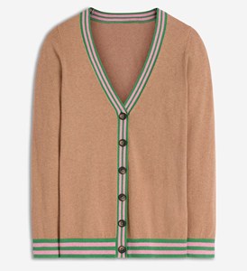Cardigan respirant de style uniforme scolaire à col en V pour homme, pull tricoté à manches rayées pour la salle de classe au quotidien - Product Image 1