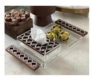 Bandeja de Servir de Madera de Acacia con Incrustaciones de Nácar Chocolate, Fabricada en India, Calidad de Fabricante, Venta Directa - Product Image 4