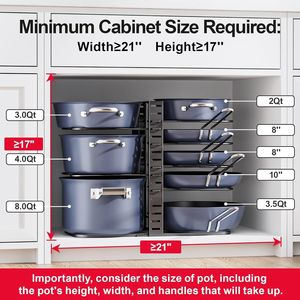 Organizzatore per Pentole e Padelle da Sottopensile a 8 Livelli, Regolabile in Altezza fino a 14,55 Pollici, Organizzatori per Armadietti da Cucina - Product Image 2