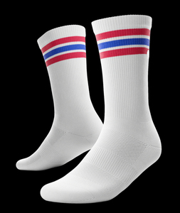 Calcetines Deportivos de Algodón Transpirables para Hombre, Diseño a Rayas Blancas, Rojas y Azules, Ideales para Verano y Béisbol - Product Image 5