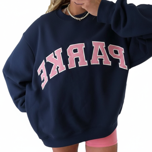 Sudadera Oversize de Algodón Grueso con Cuello Mockneck Personalizado, Tejido de Punto, Lentejuelas y Bordados, Suave, para Mujer - Product Image 3
