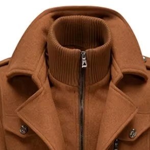 Abrigo Largo de Lana Marrón para Hombre con Solapa, Ropa de Invierno, Cierre de Cremallera, Abrigo Grueso, Fabricante Mayorista OEM ODM - Product Image 3