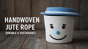 Customised Handwoven Factory Wholesale Cotton Rope Storage Baskets Cute Baby Smile Face With Cover Candy Baskets - Product Image 3