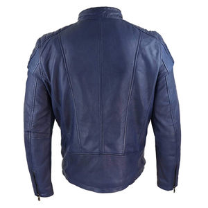 Veste en cuir pour homme en noir brillant, style personnalisé, veste en cuir avec doublure en peau de mouton, vêtement décontracté pour la saison hivernale, vestes pour homme - Product Image 4