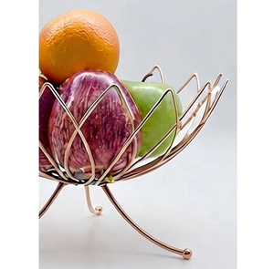 Corbeille à fruits en fil métallique or rose, décoration moderne de table de cuisine, bol de rangement pour fruits et légumes frais - Product Image 4